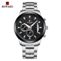 REWARD RD81010M  Luxury Mens Watches Stainless Steel Quartz Sport Watch Men Chronograph Waterproof Wrist Watches Male Clock